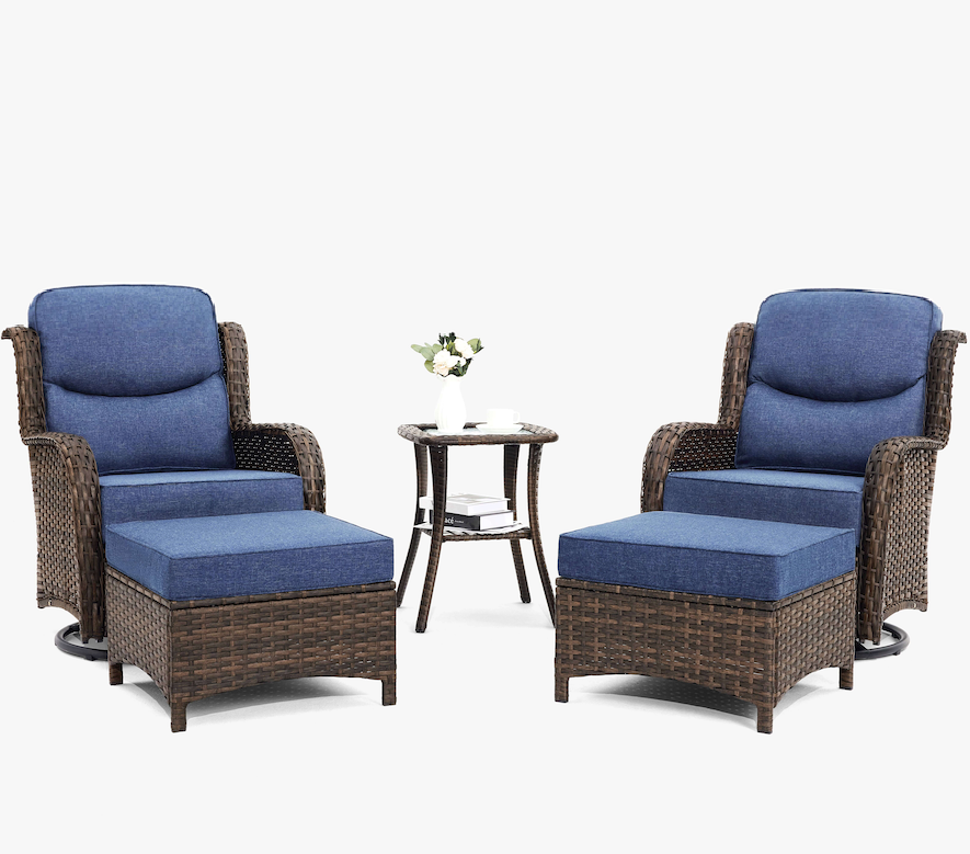 Swivel Glider Sand Conversation Set V2 With Ottomans