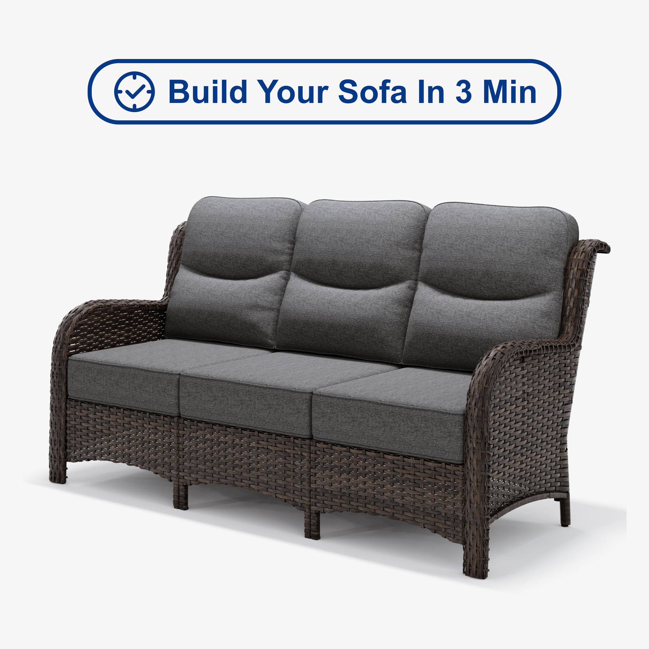 【Quick Assembly Collection】Outdoor Wicker 3-Min Sofa
