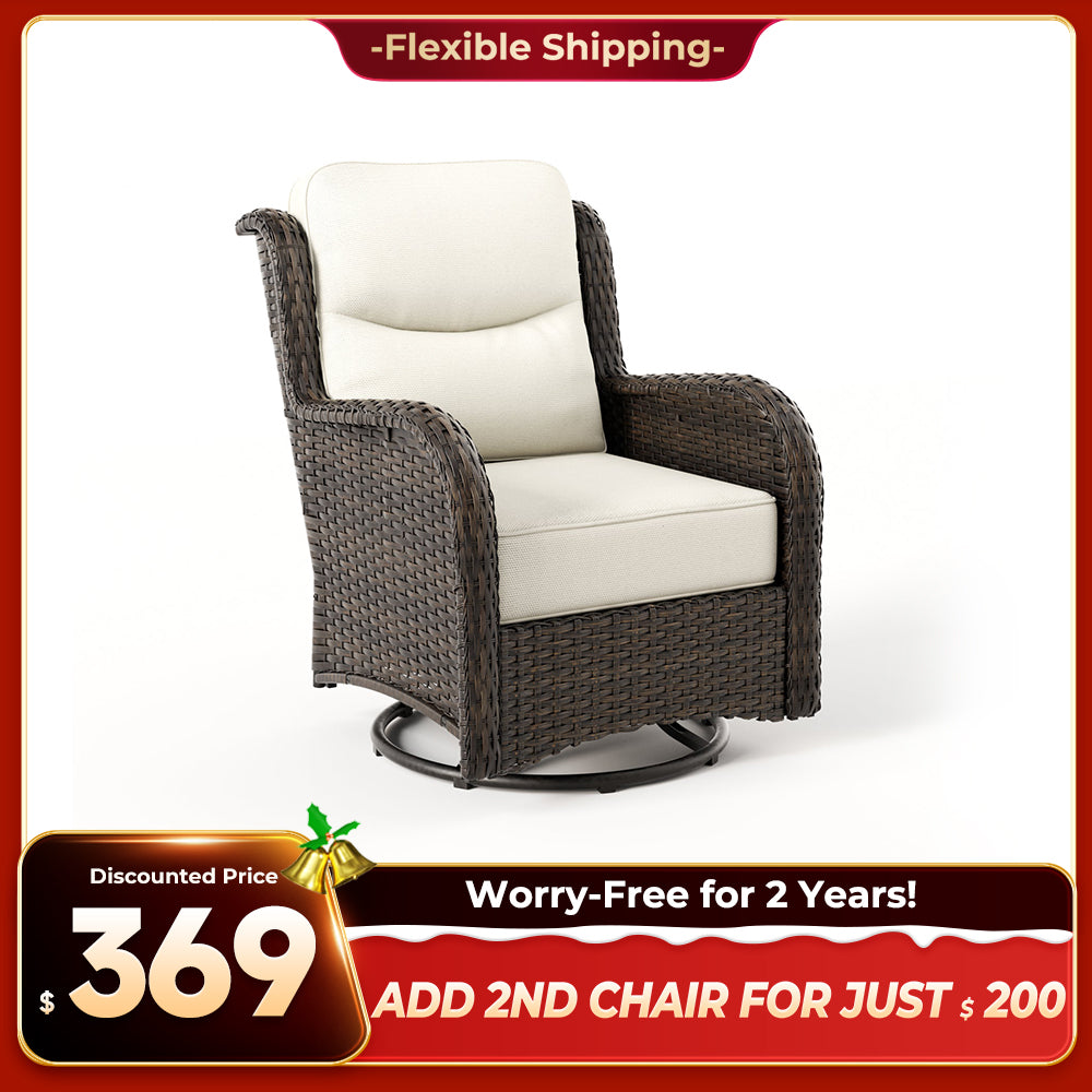 Hawthorne 360° Swivel Outdoor Wicker Gliding Chair With 6-Inch Cushion & Sturdy Base