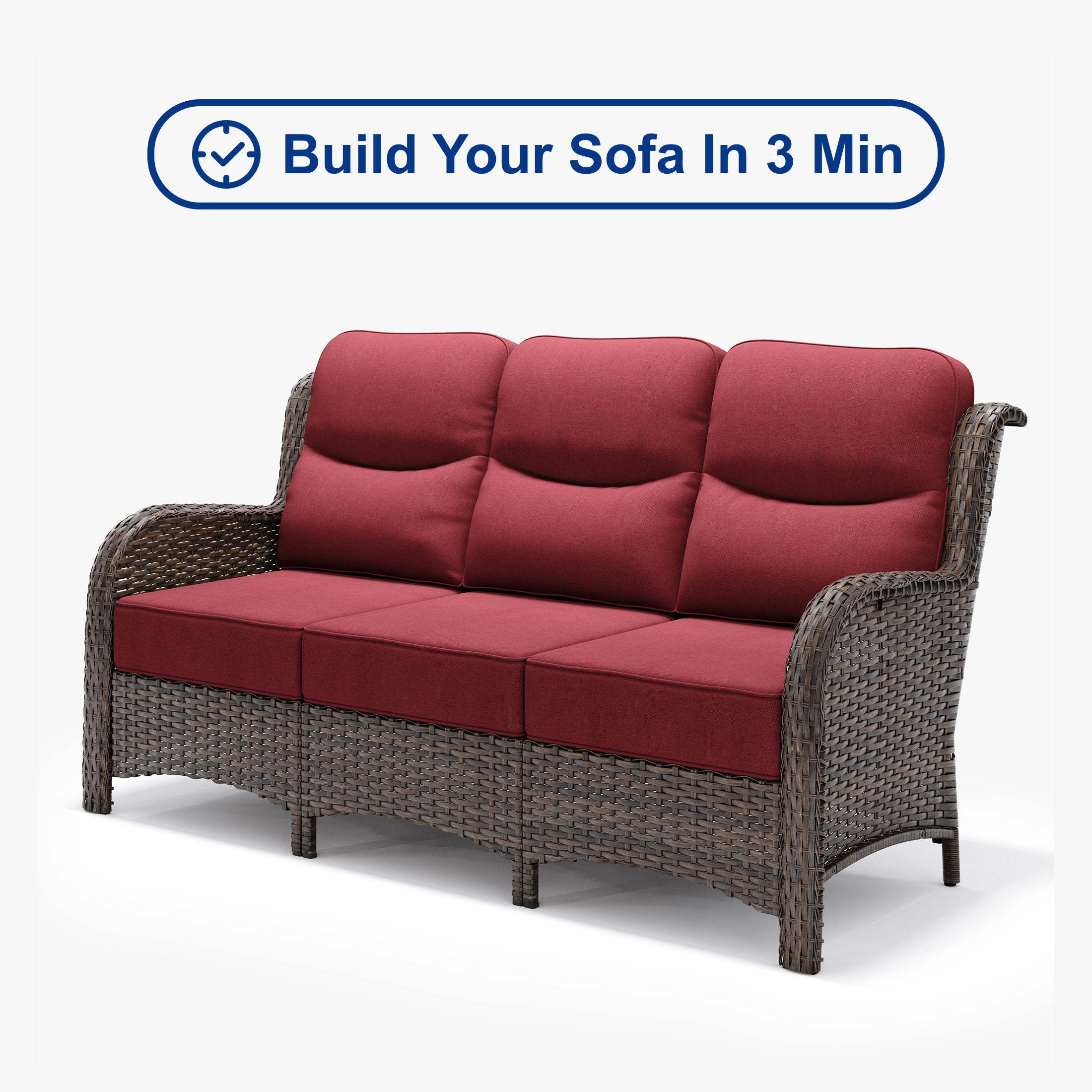 【Quick Assembly Collection】Outdoor Wicker 3-Min Sofa