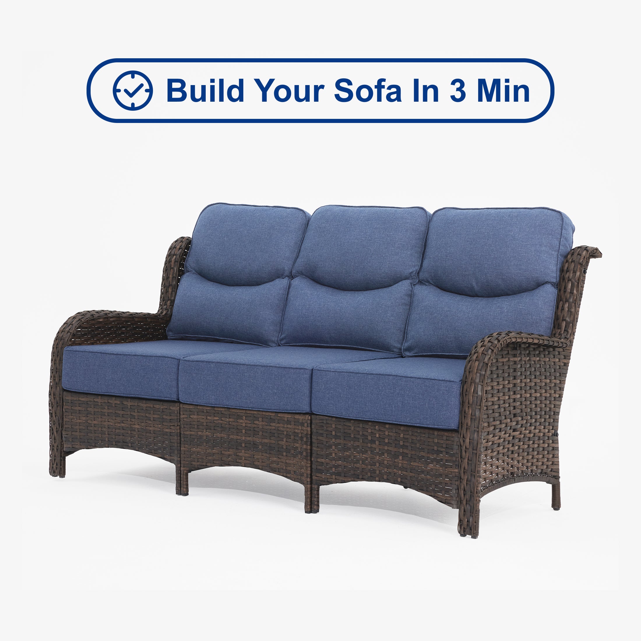 【Quick Assembly Collection】Outdoor Wicker 3-Min Sofa