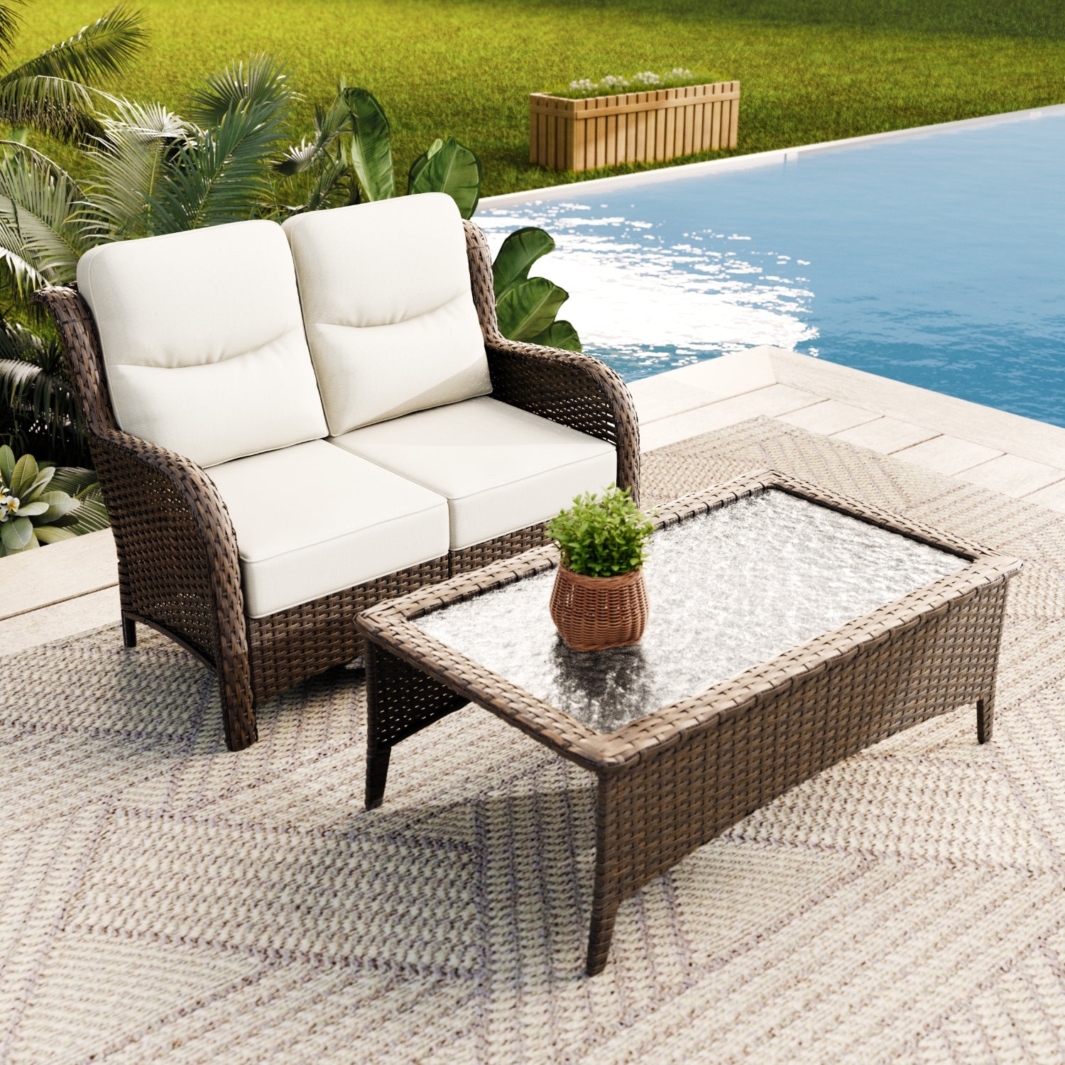 Hawthorne 2-Piece  Sofa With Table White