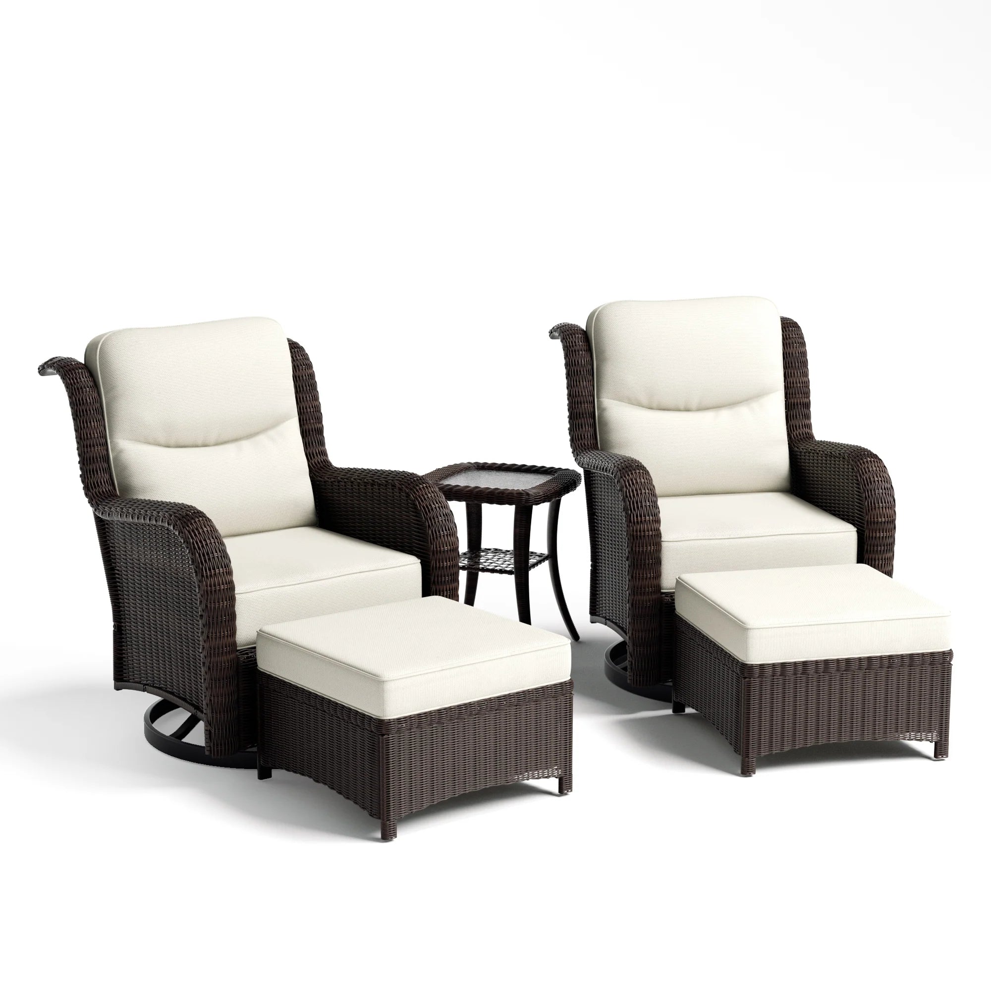 Ardenelle  Conversation Set With Ottomans
