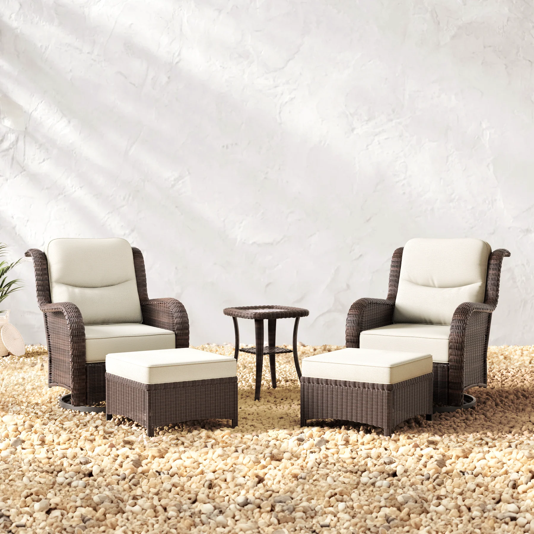 Ardenelle  Conversation Set With Ottomans