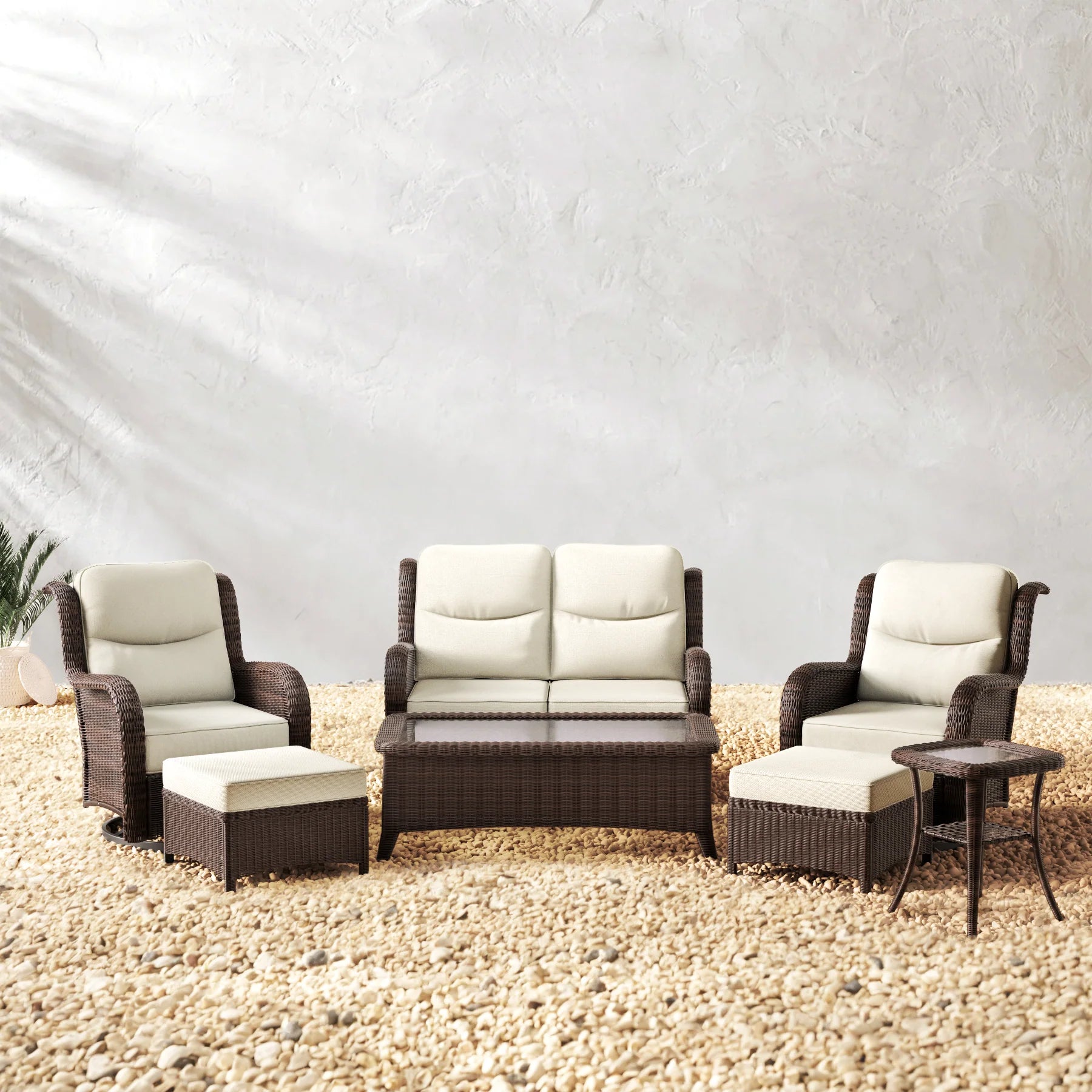 Ardenelle Patio Loveseat Set With Tables