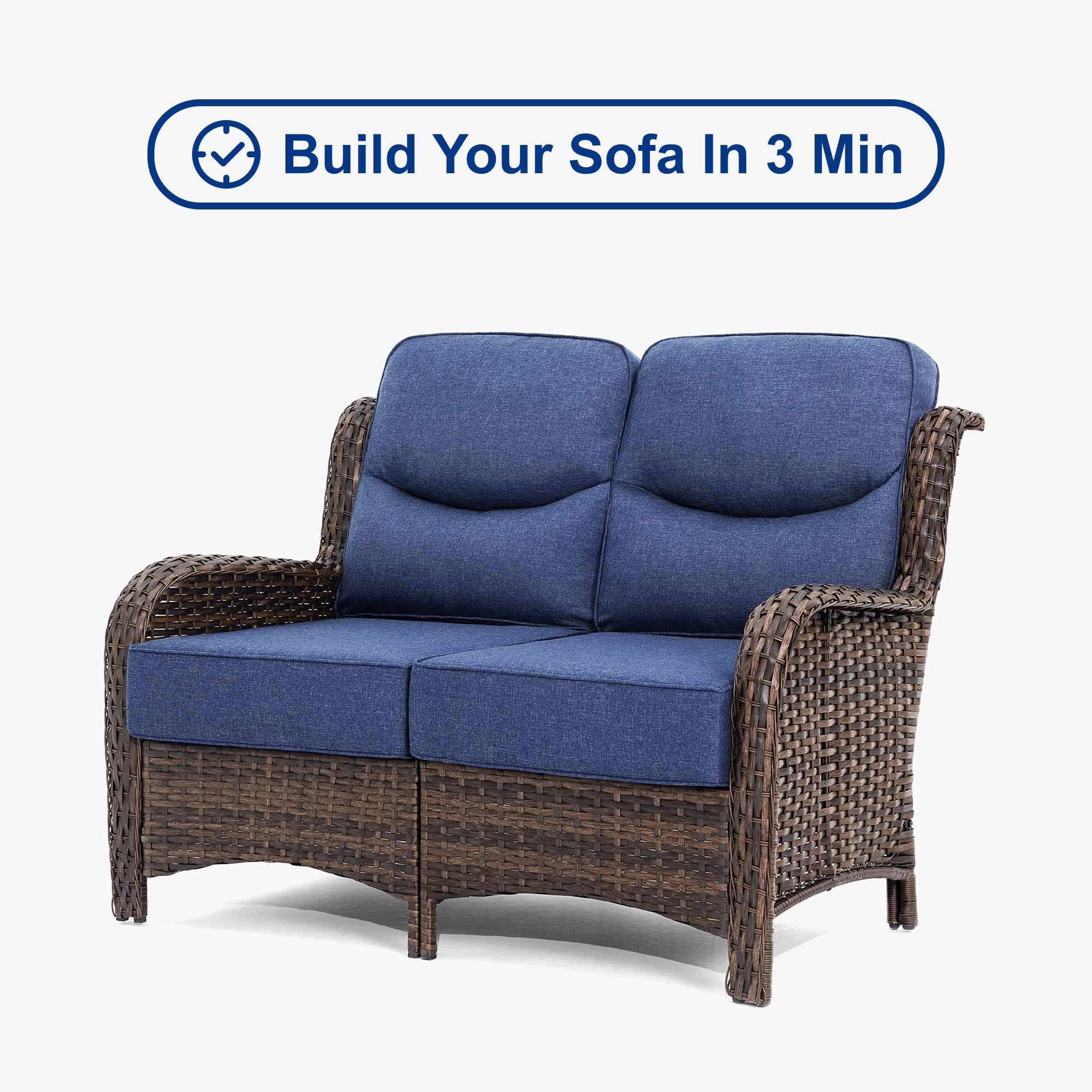 【Quick Assembly Collection】Outdoor Wicker 3-Min Sofa