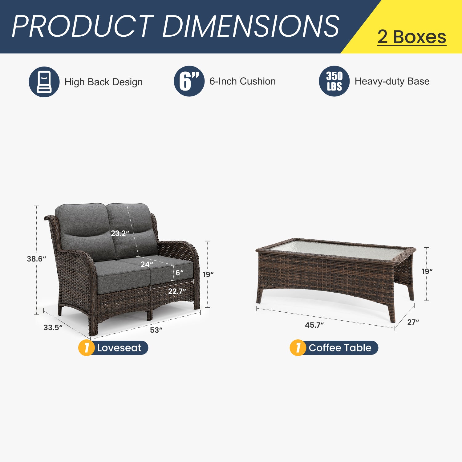 Hawthorne 2-Piece  Sofa With Table Gray