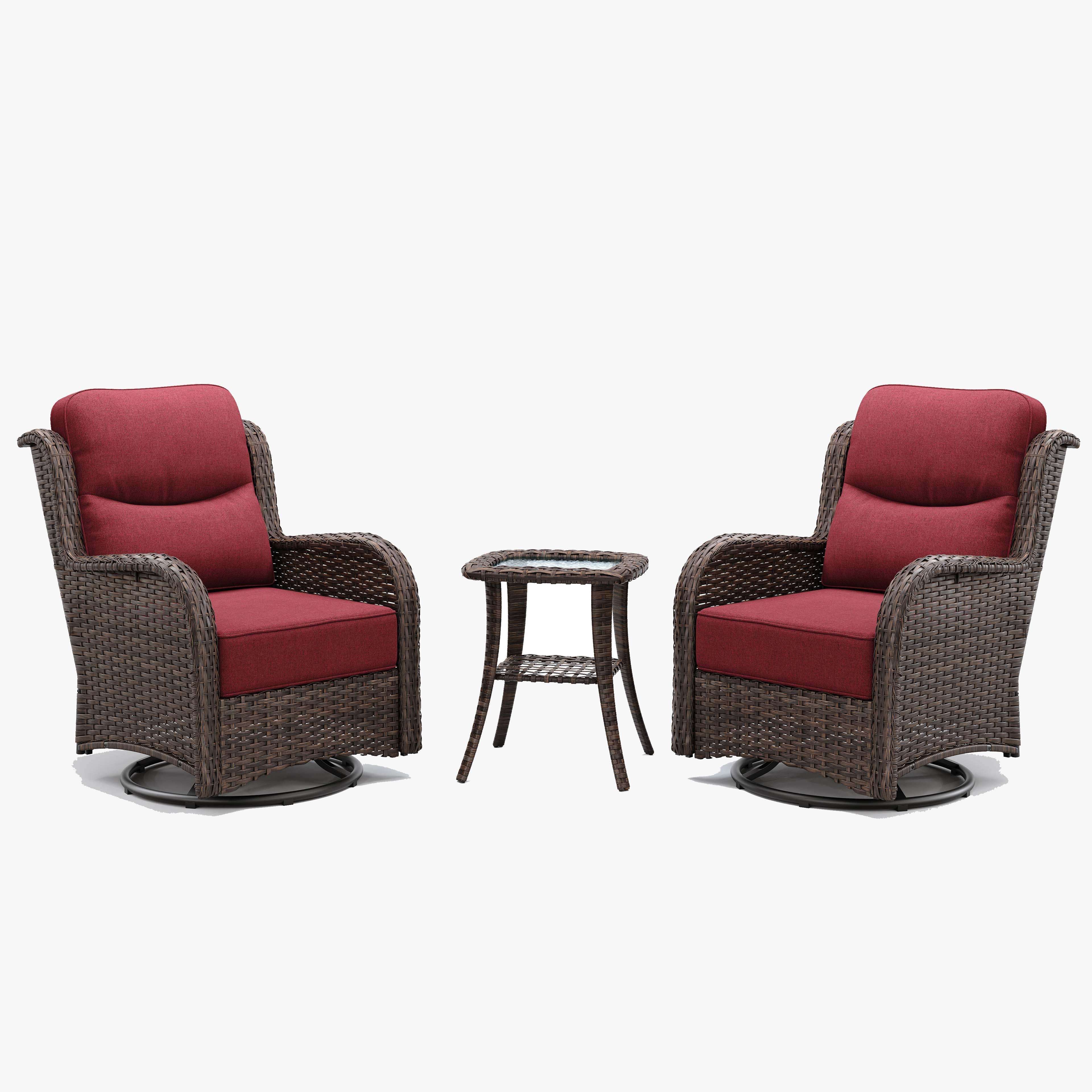 NEW ARRIVAL Swivel Glider Red Chairs Conversation Set V2