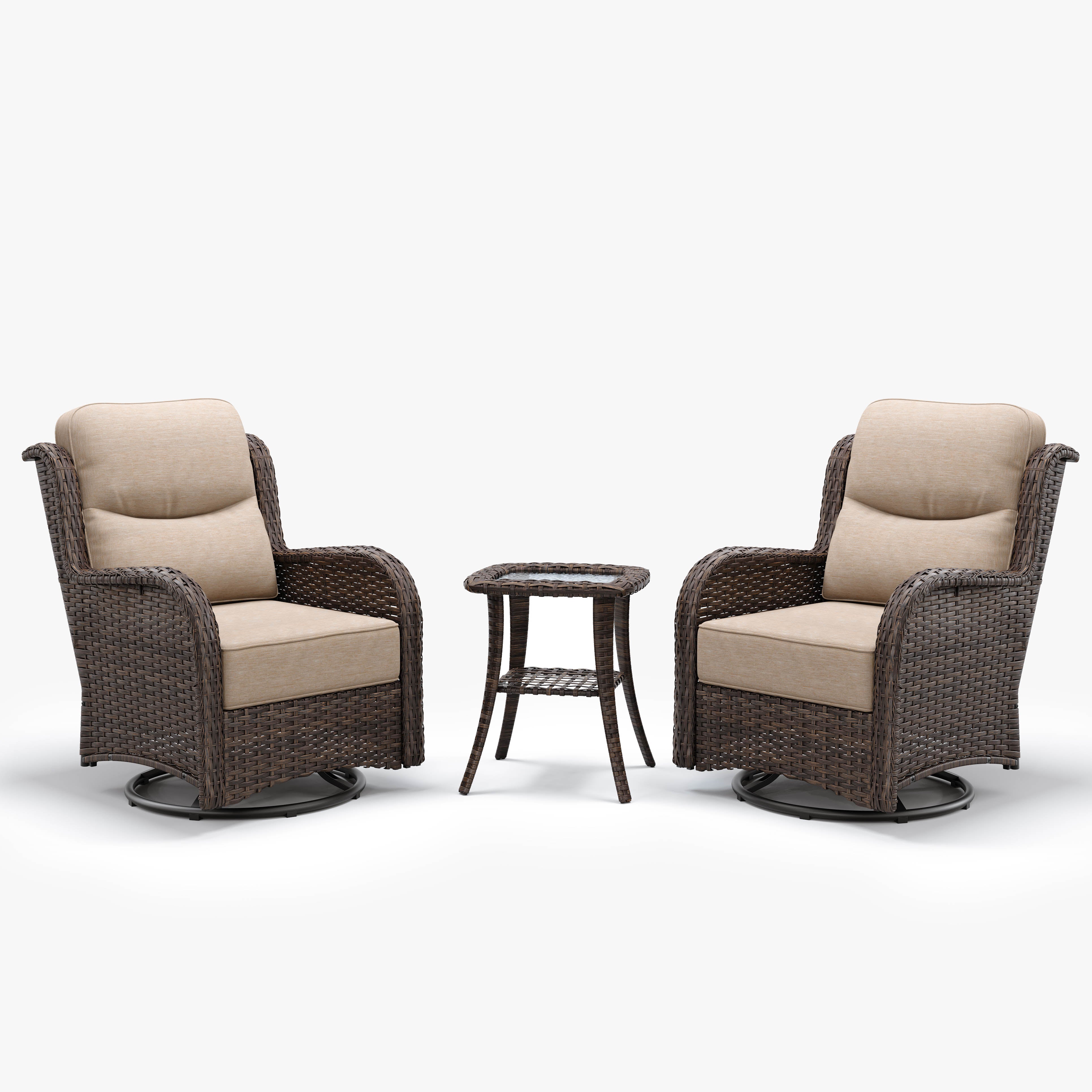 NEW ARRIVAL Swivel Glider Sand Chairs Conversation Set V2